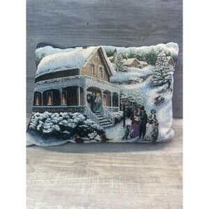 Nicky Boehme Christmas Scene Carolers Victorian Dickens Tapestry Throw Pillow 14